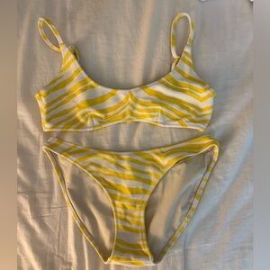 Triangl Swimwear Yellow and White Bikini